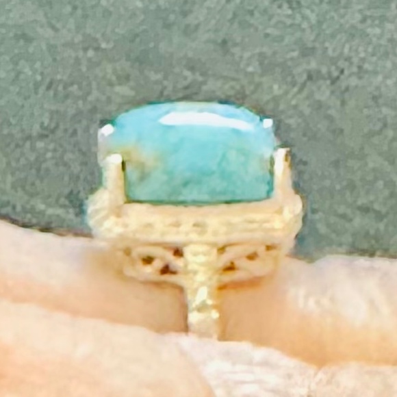 925 Sterling silver ring rectangular Mojave Blue Turquoise NWOT - Picture 6 of 15